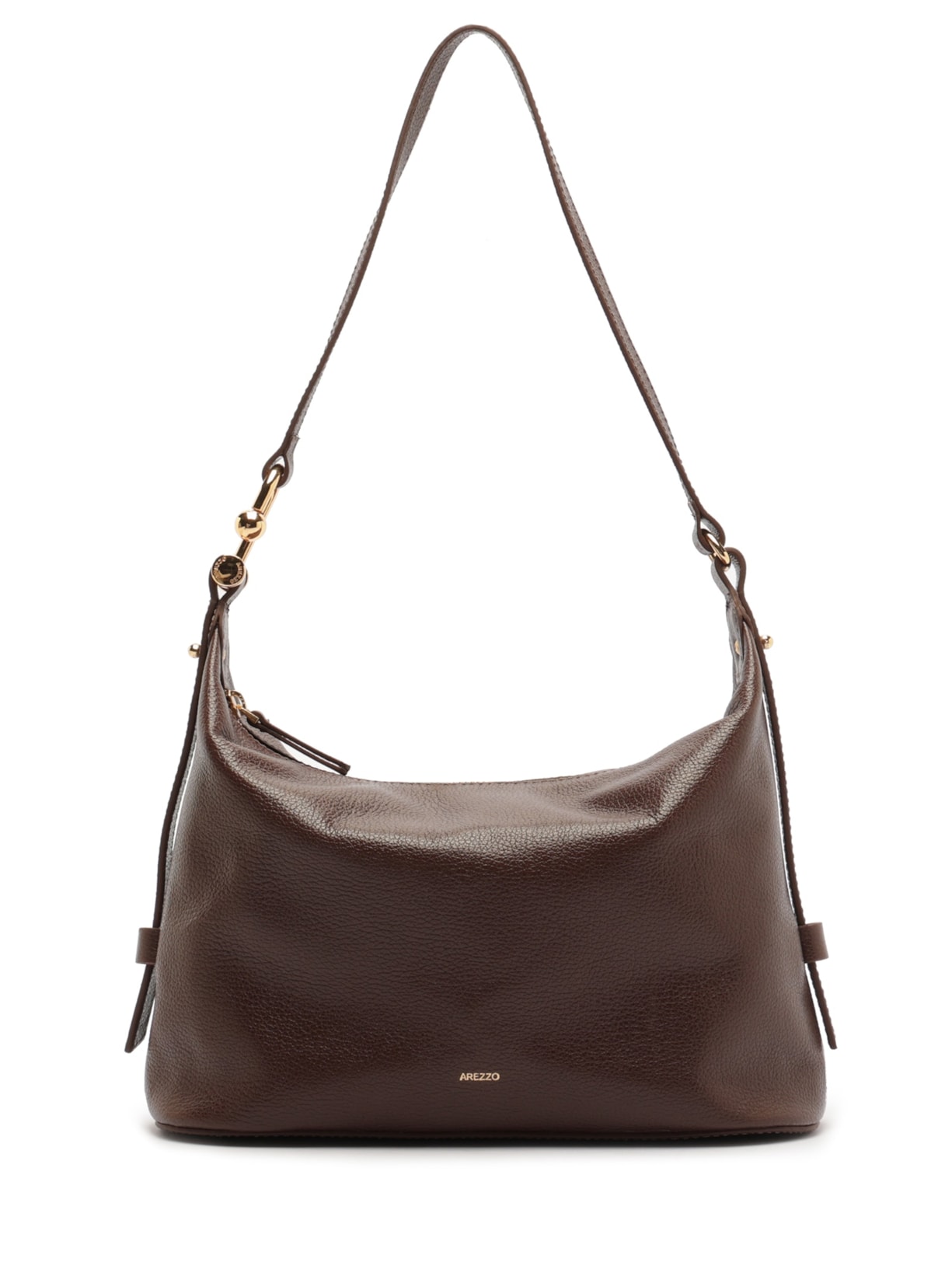 Bolsa Feminina Hobo Couro Média Metal Alça Marrom Arezzo