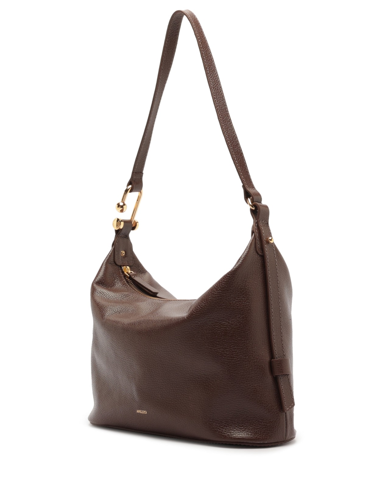 Bolsa Feminina Hobo Couro Média Metal Alça Marrom Arezzo