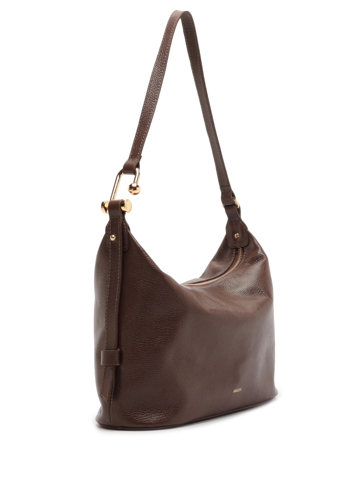 Bolsa Feminina Hobo Couro Média Metal Alça Marrom Arezzo