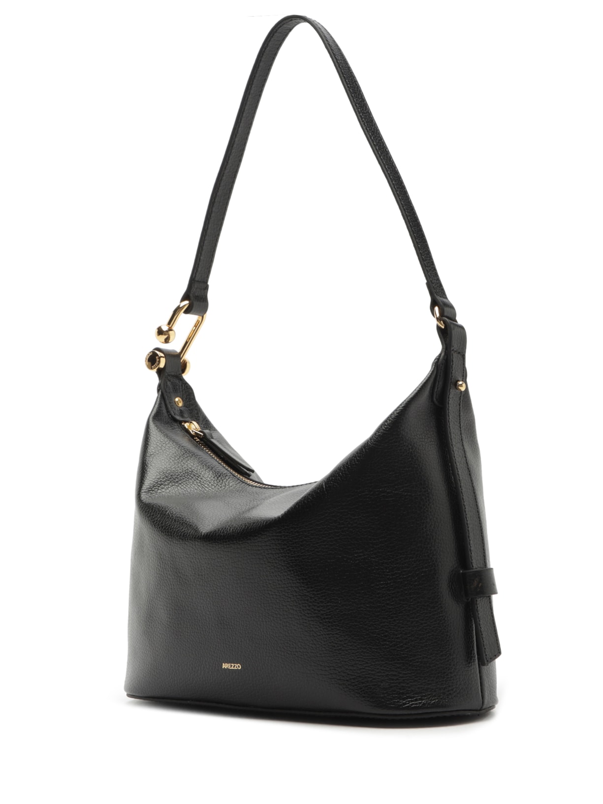 Bolsa Feminina Hobo Couro Média Metal Alça Preto Arezzo