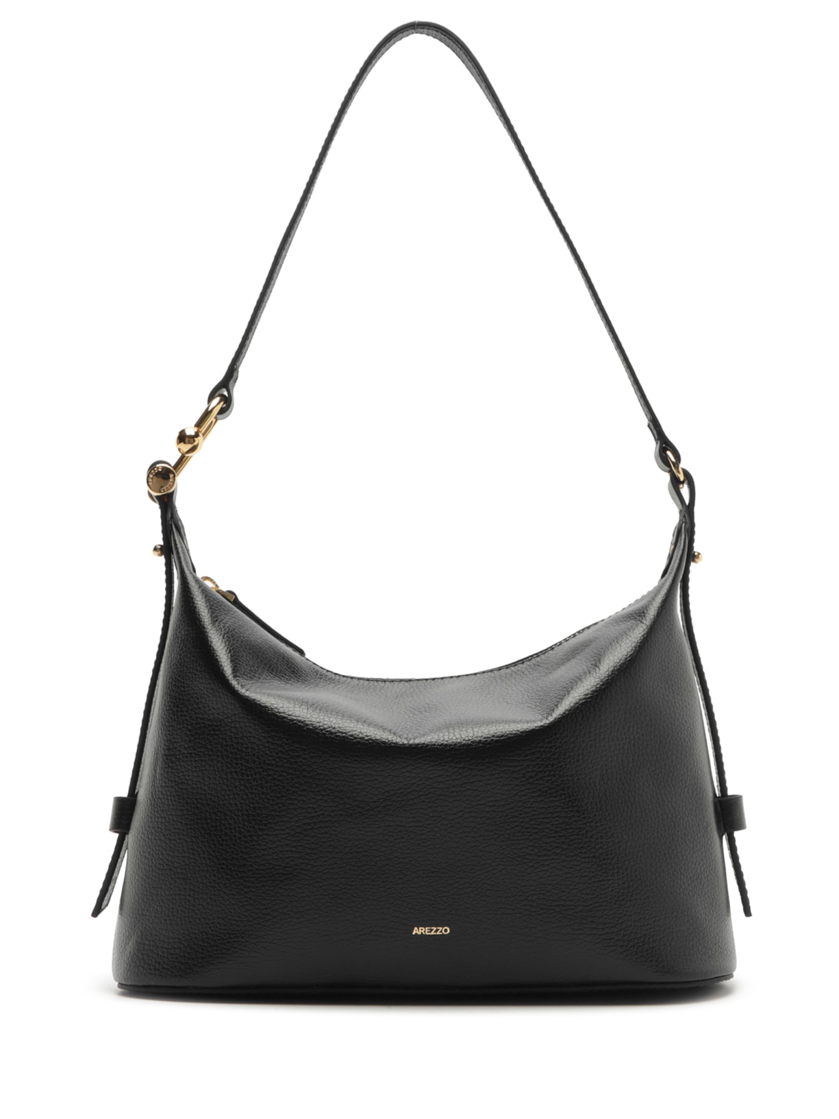 Bolsa Feminina Hobo Couro Média Metal Alça Preto Arezzo