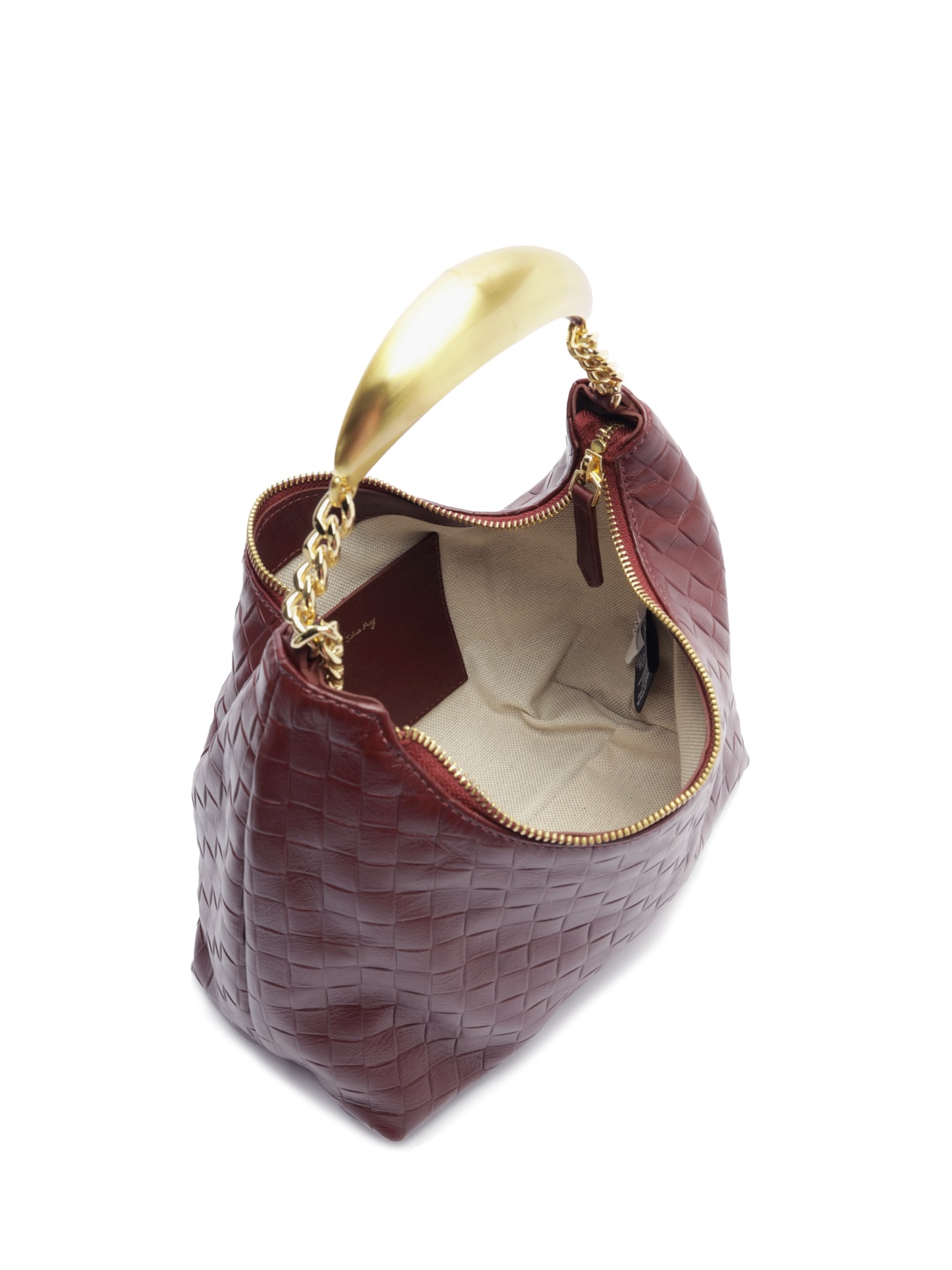 Bolsa Feminina Hobo Couro Tressê Pequena Vinho Arezzo + Silvia Braz