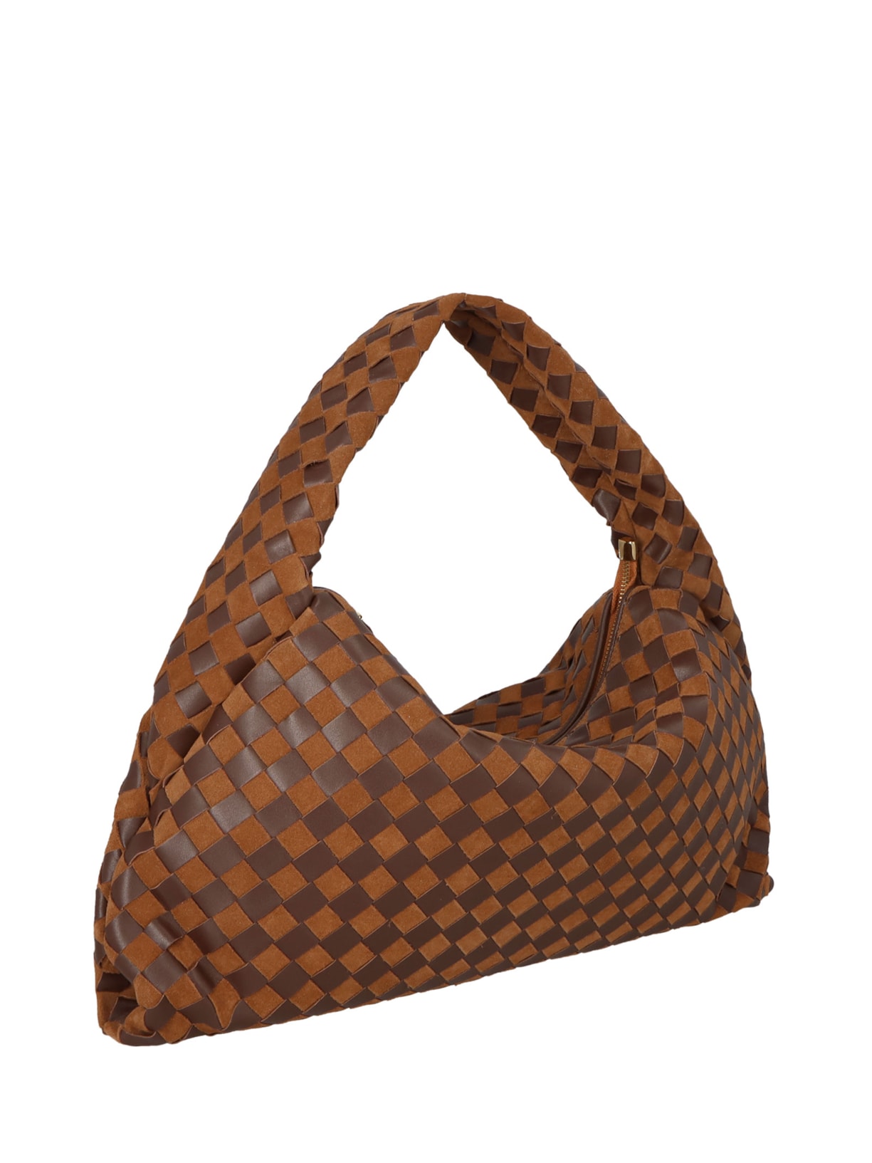 Bolsa Feminina Hobo Em Camurça Tressê Grande Marrom Luiza Barcelos