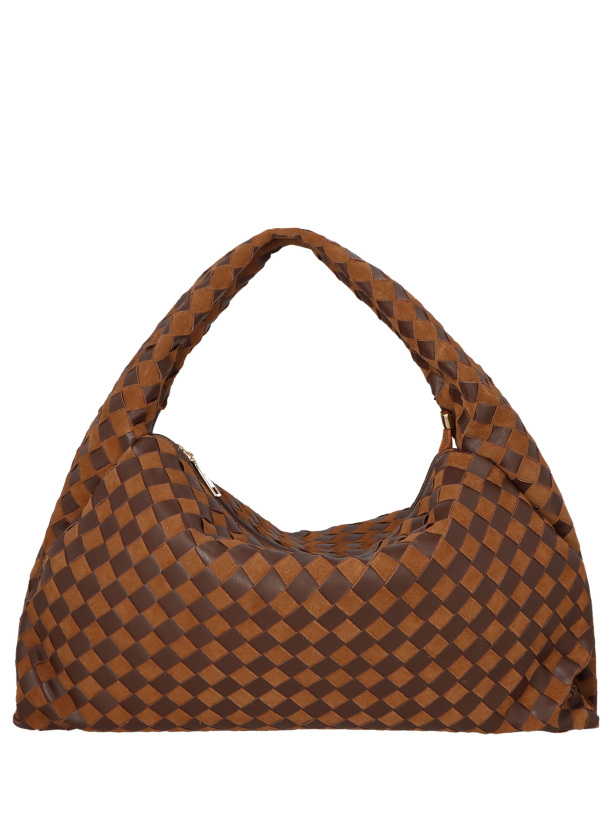 Bolsa Feminina Hobo Em Camurça Tressê Grande Marrom Luiza Barcelos