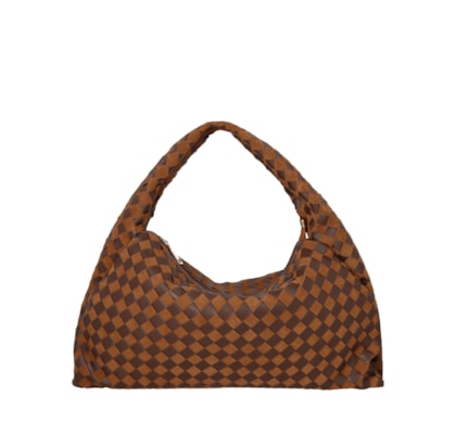 Bolsa Feminina Hobo Em Camurça Tressê Grande - Marrom