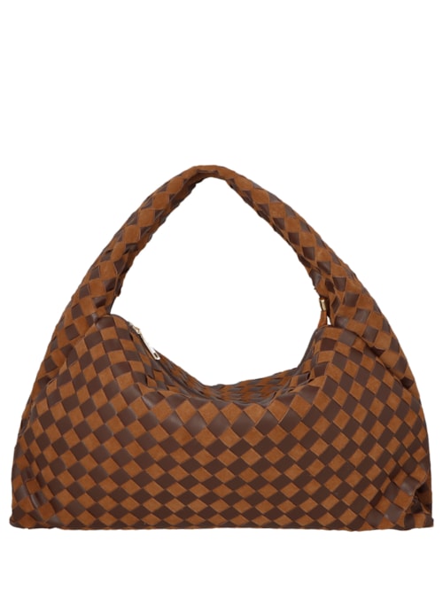 Bolsa Feminina Hobo Em Camurça Tressê Grande - Marrom