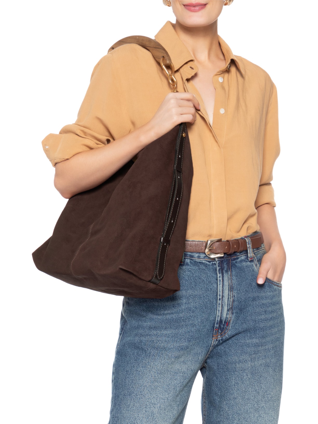 Bolsa Feminina Hobo Evelin Grande Marrom Vicenza