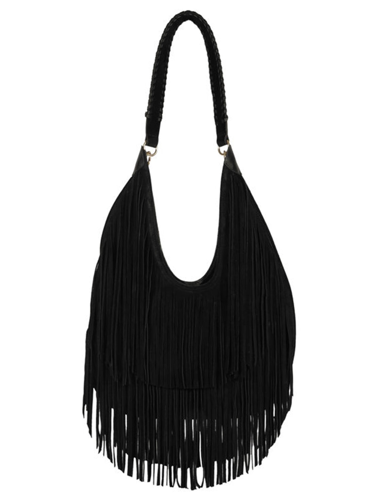 Bolsa Feminina Hobo Grande Iron Suede - Preto