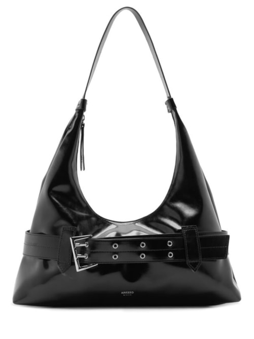 Bolsa Feminina Hobo Grande Tiras Fivela - Preto