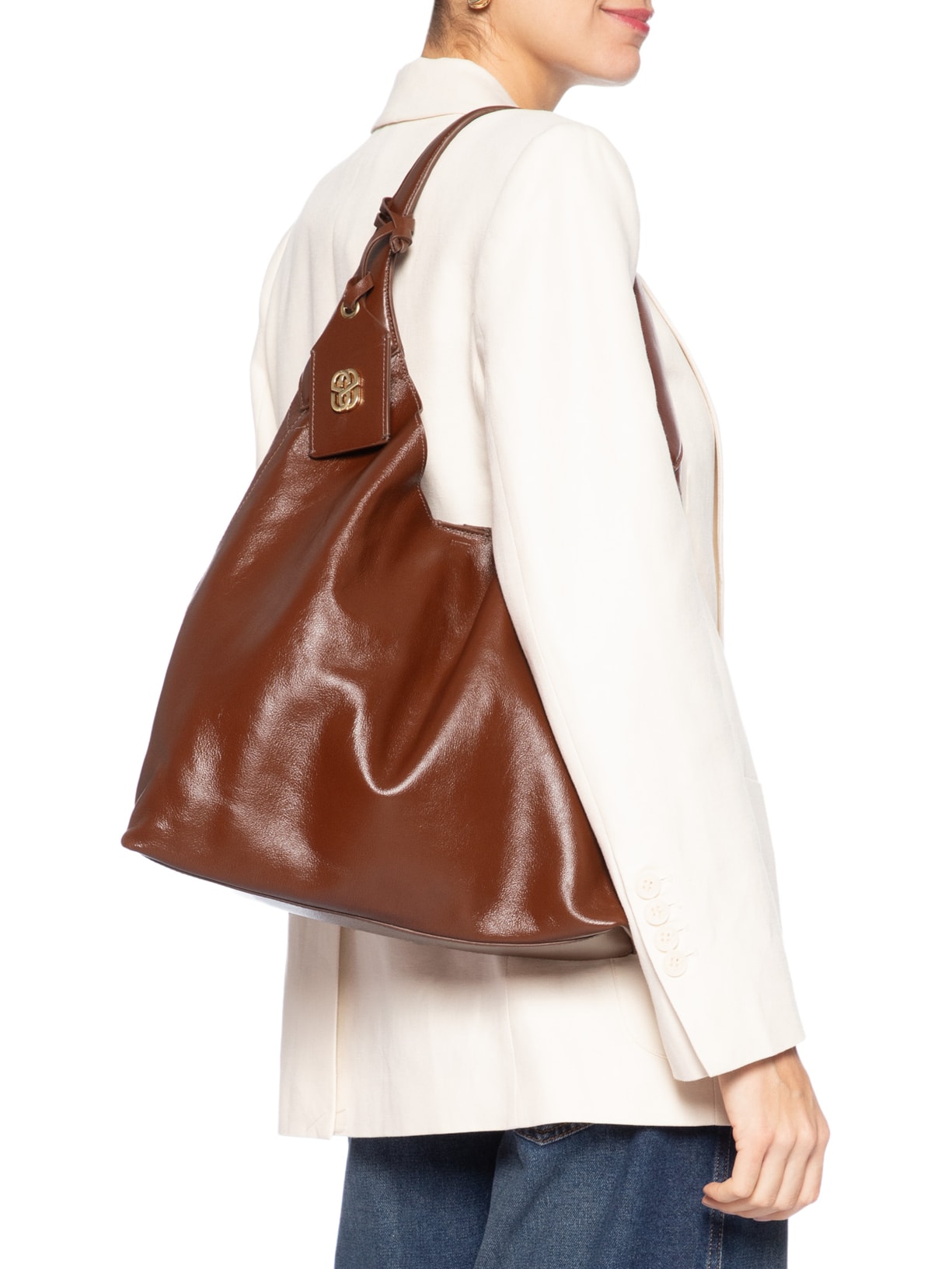 Bolsa Feminina Hobo Iga Couro Grande Marrom Schutz