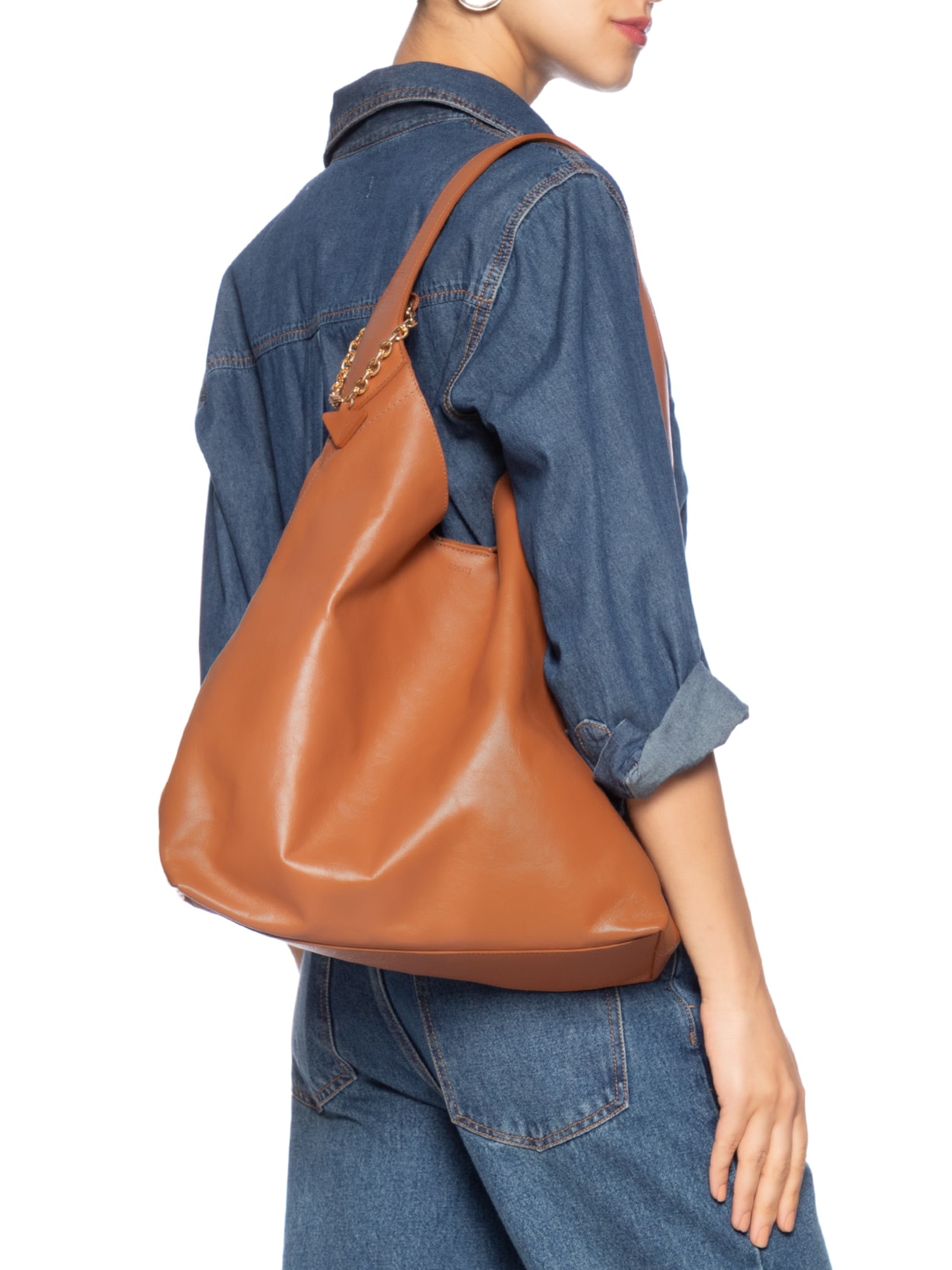Bolsa Feminina Hobo Iga Grande Couro Marrom Schutz