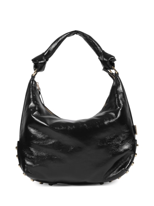 Bolsa Feminina Hobo Kora Média Couro - Preto