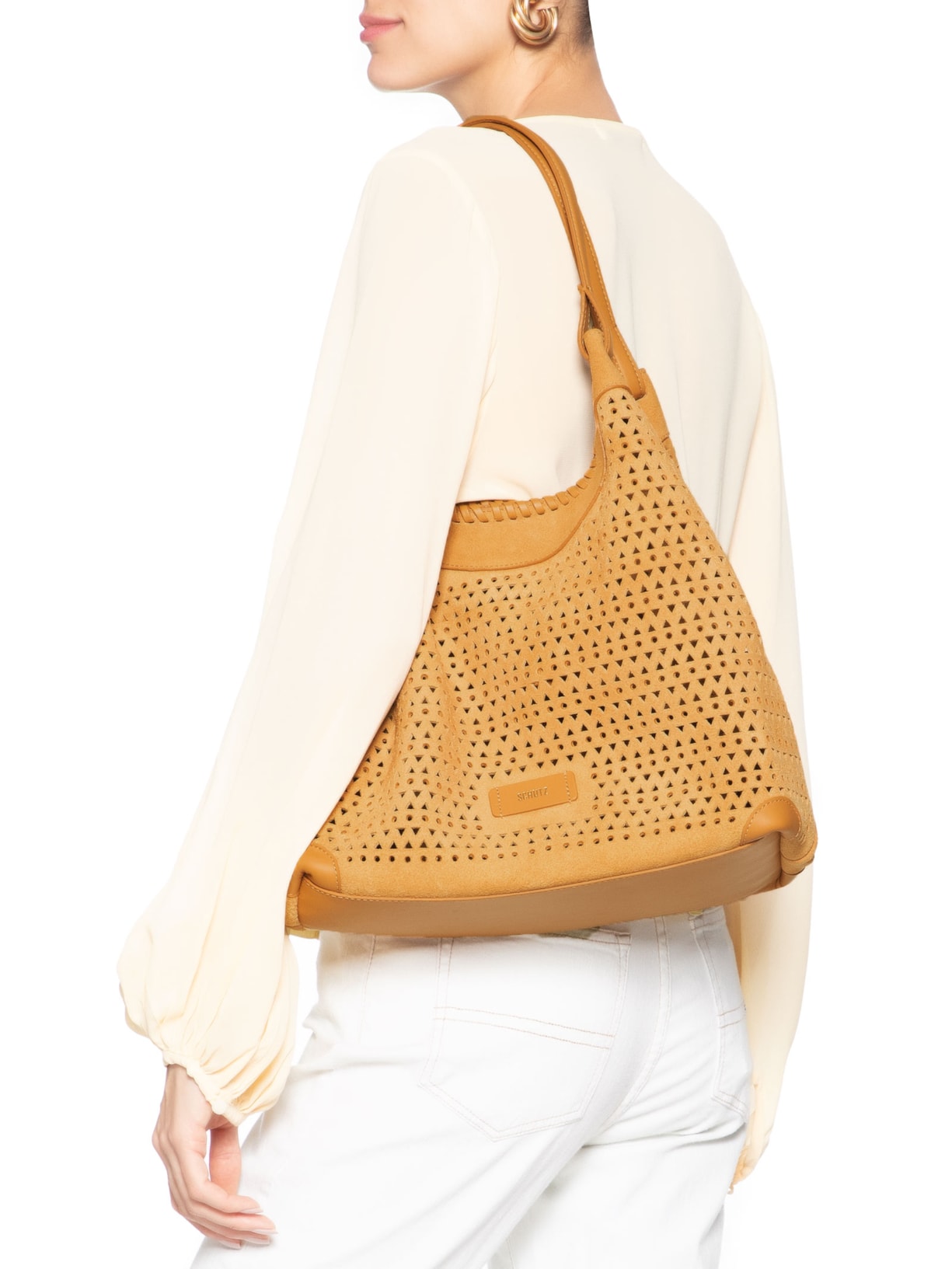 Bolsa Feminina Hobo Laser Cut Amber Marrom Schutz