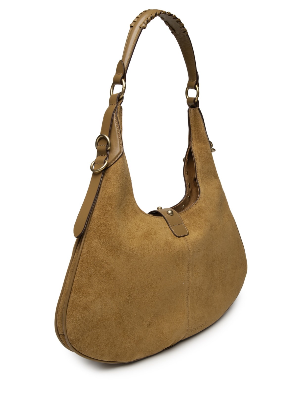 Bolsa Feminina Hobo Lauren Grande Camurça Marrom Vicenza