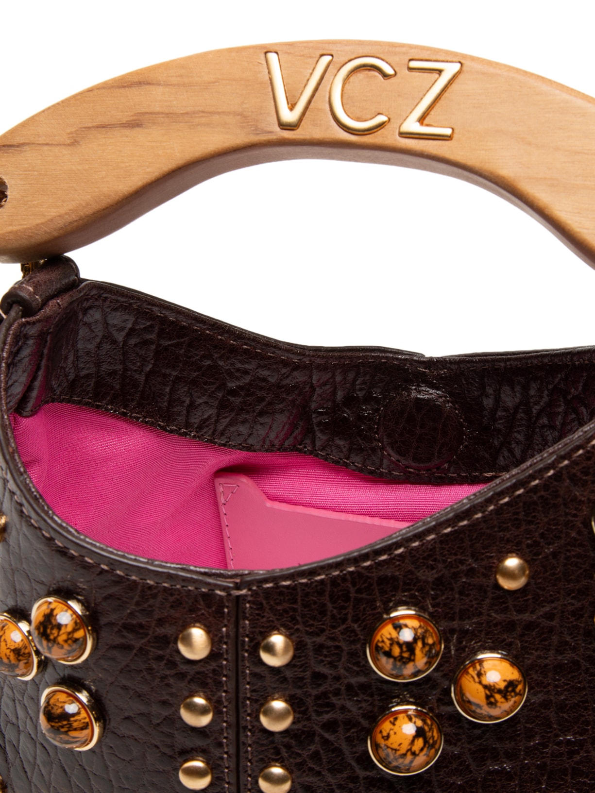 Bolsa Feminina Hobo Lívia Pequena Marble Marrom Vicenza