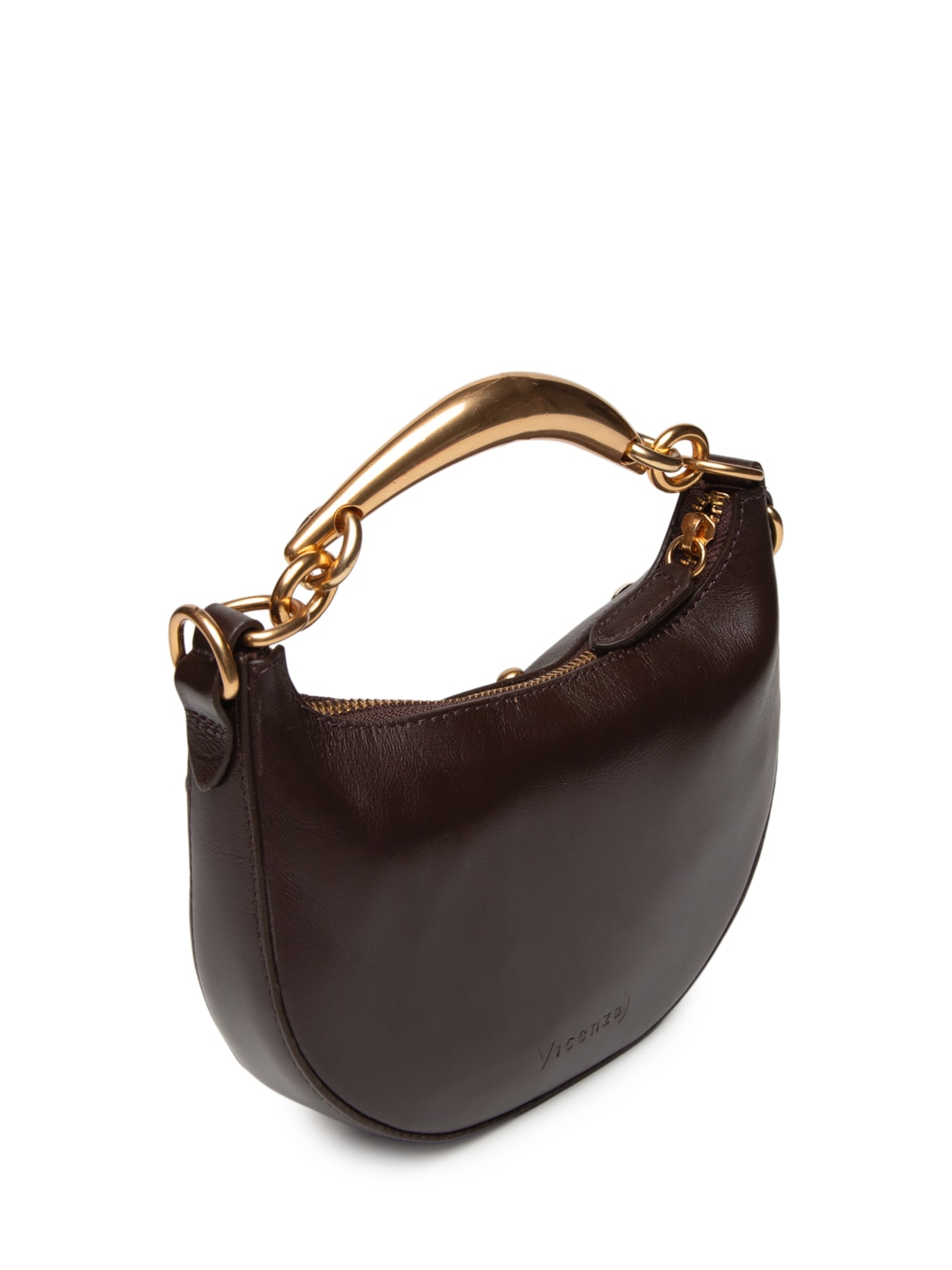 Bolsa Feminina Hobo Maya Pequena Couro Marrom Vicenza