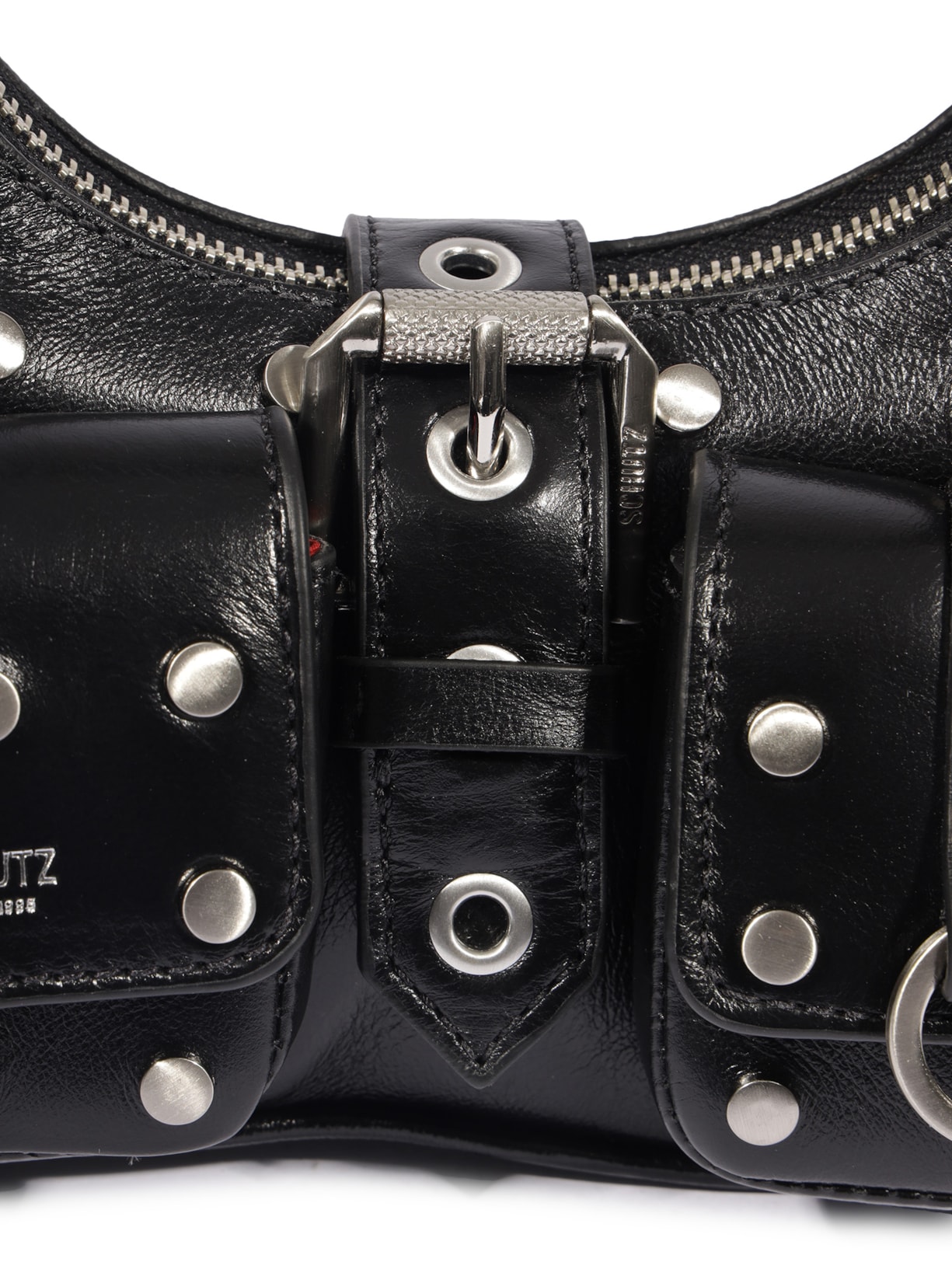 Bolsa Feminina Hobo Média Couro Metais Preto Schutz