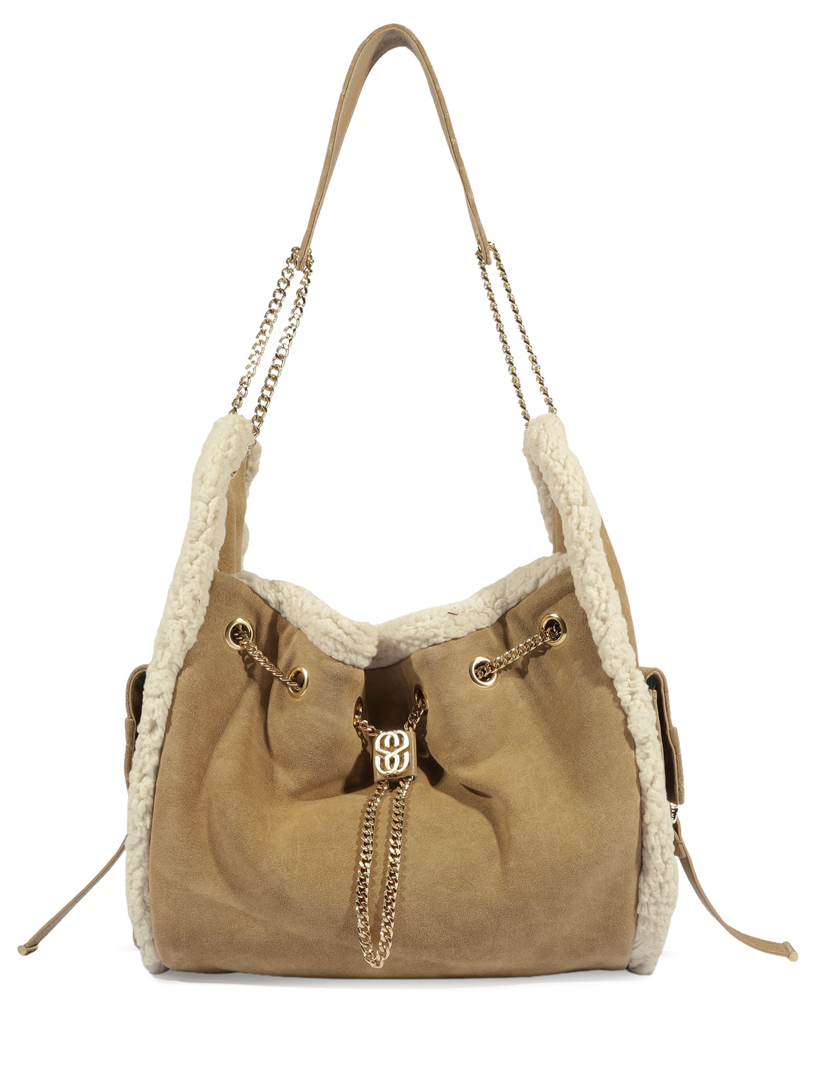 バッグ   Kamari Hobo Petal Bolsa Feminina Hobo Shoulder Lilibet Fur Média Couro - Bege - Schutz