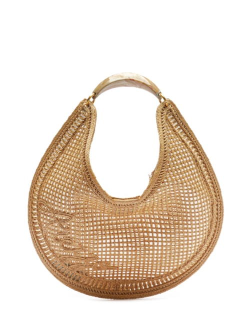 Bolsa Feminina Hobo Tramado Grande Bordado Becca - Bege