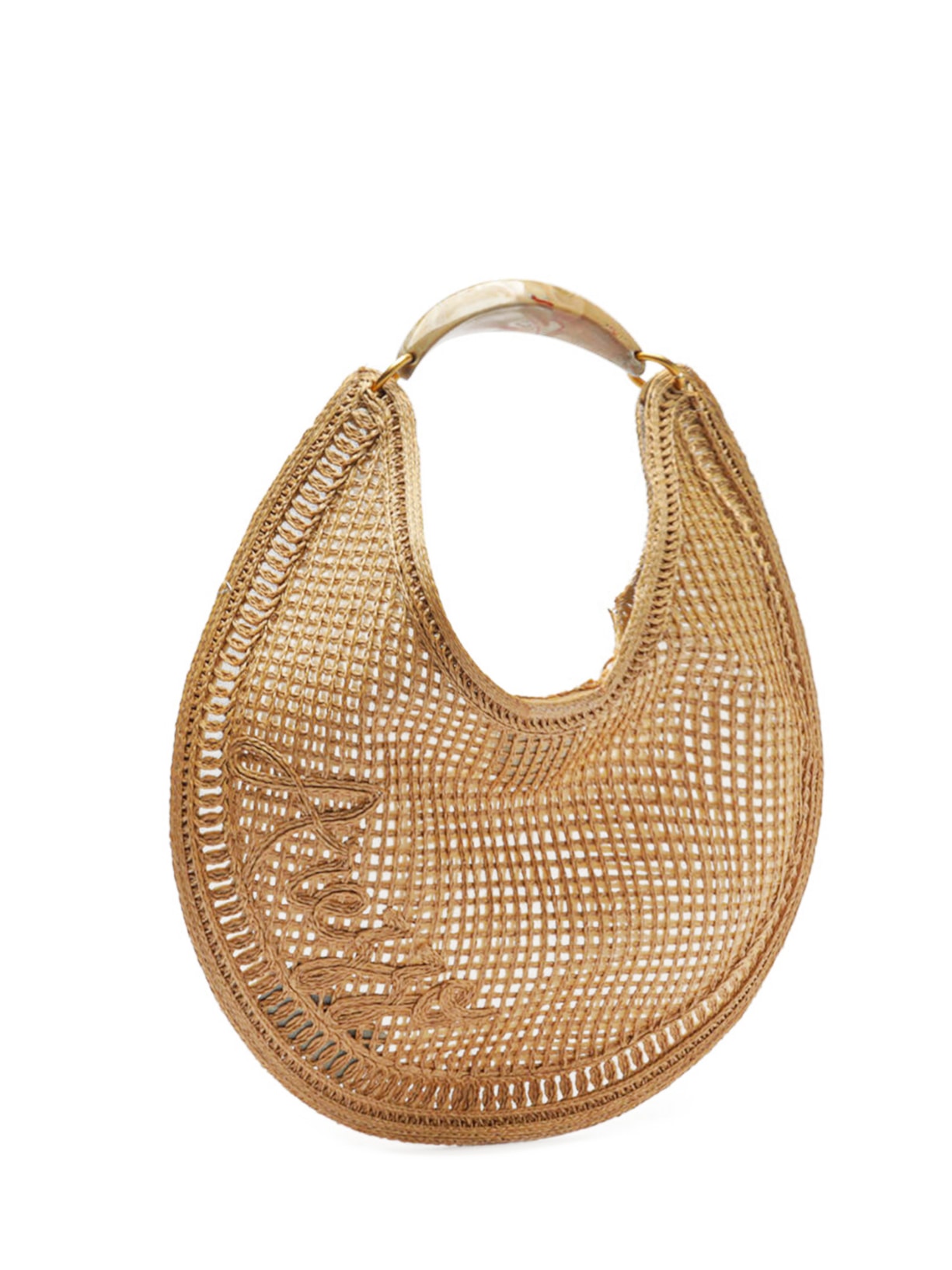 Bolsa Feminina Hobo Tramado Grande Bordado Becca Bege Arezzo