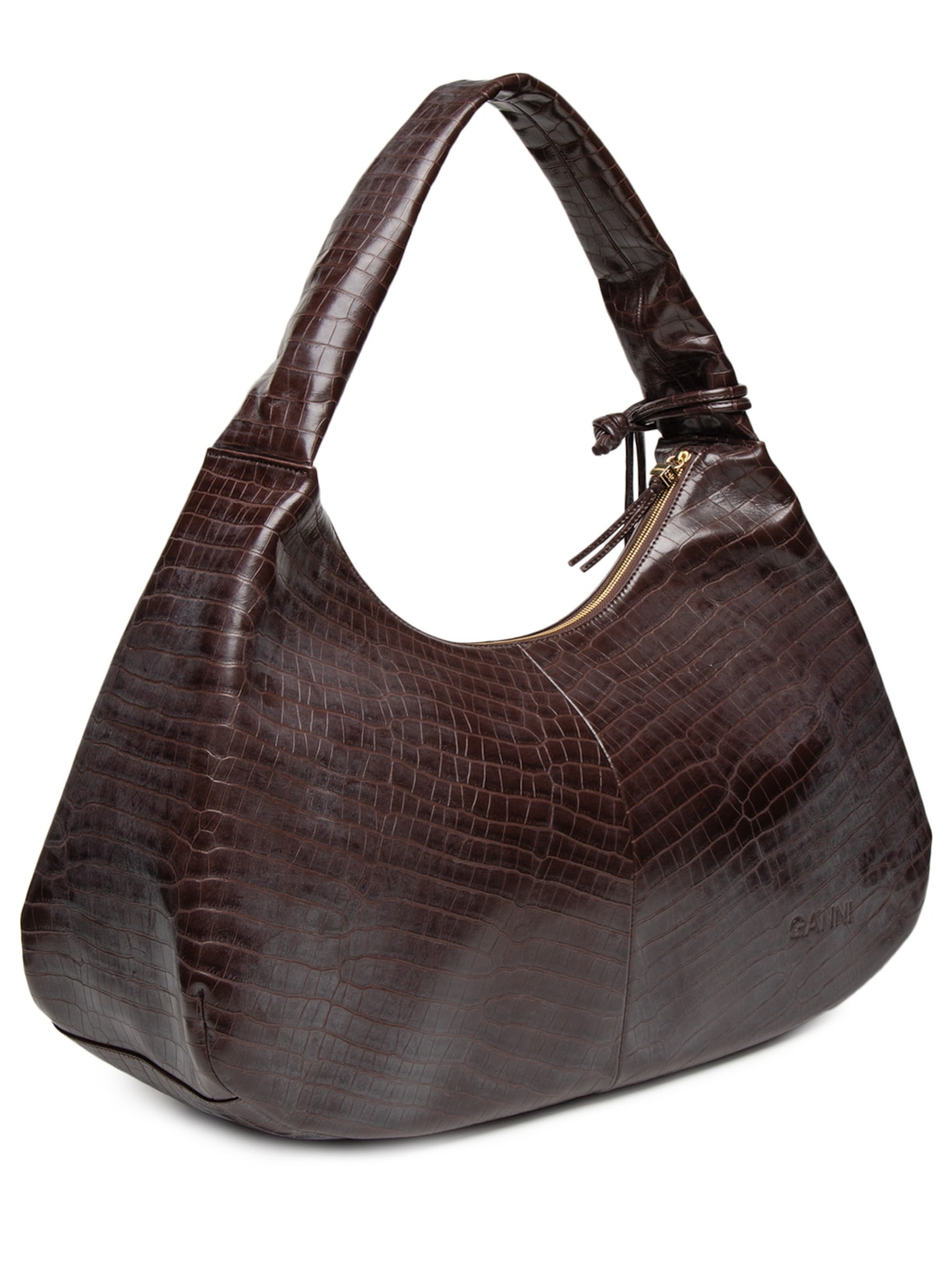 Bolsa Feminina Hobo XXL Croco Marrom Ganni