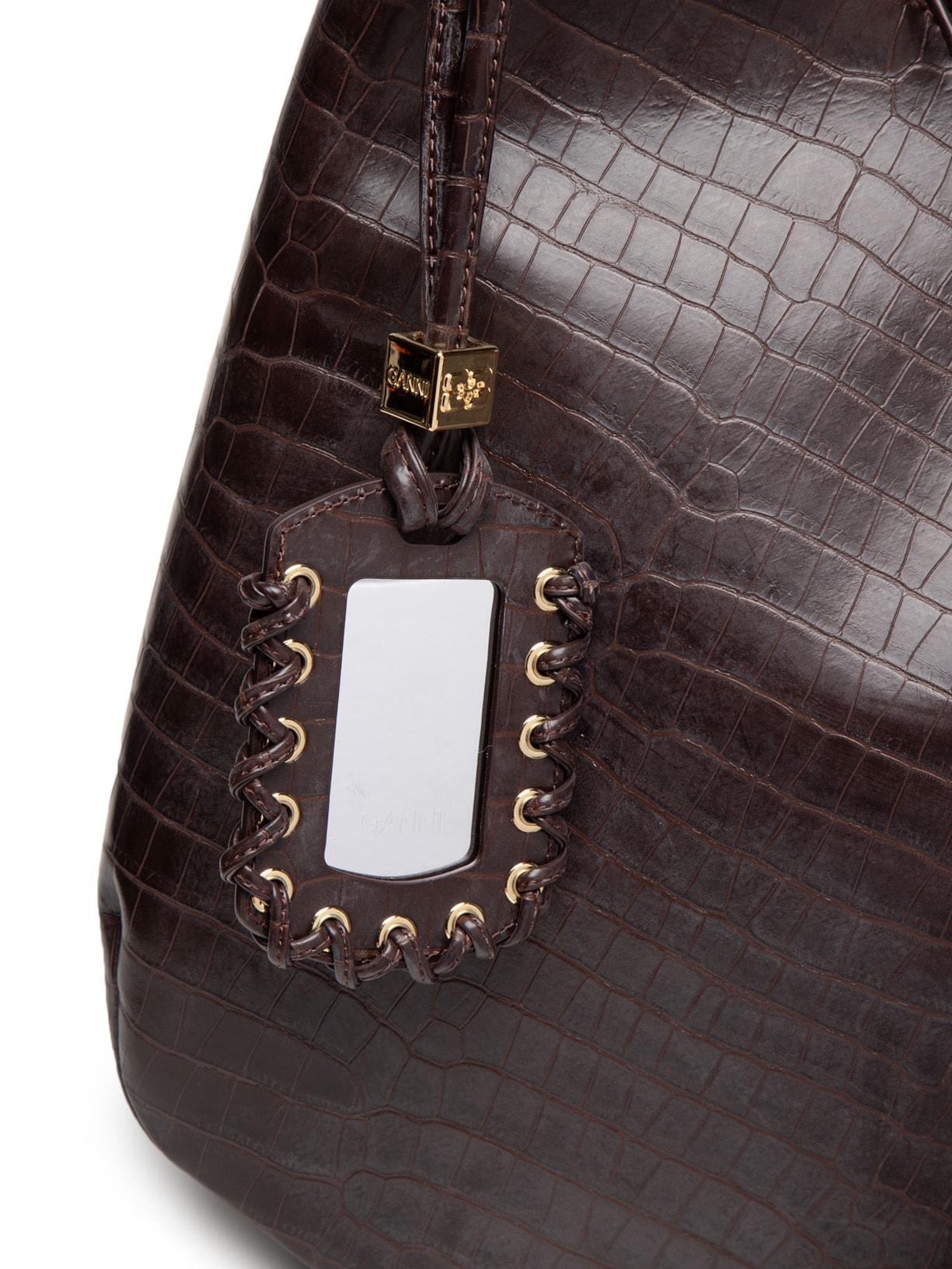 Bolsa Feminina Hobo XXL Croco Marrom Ganni