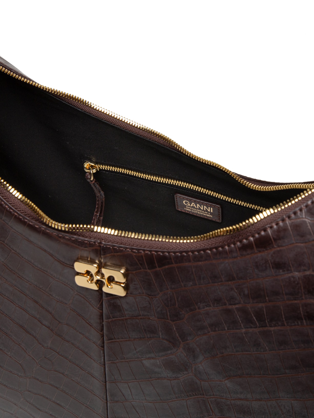 Bolsa Feminina Hobo XXL Croco Marrom Ganni