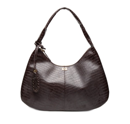 Bolsa Feminina Hobo XXL Croco - Marrom