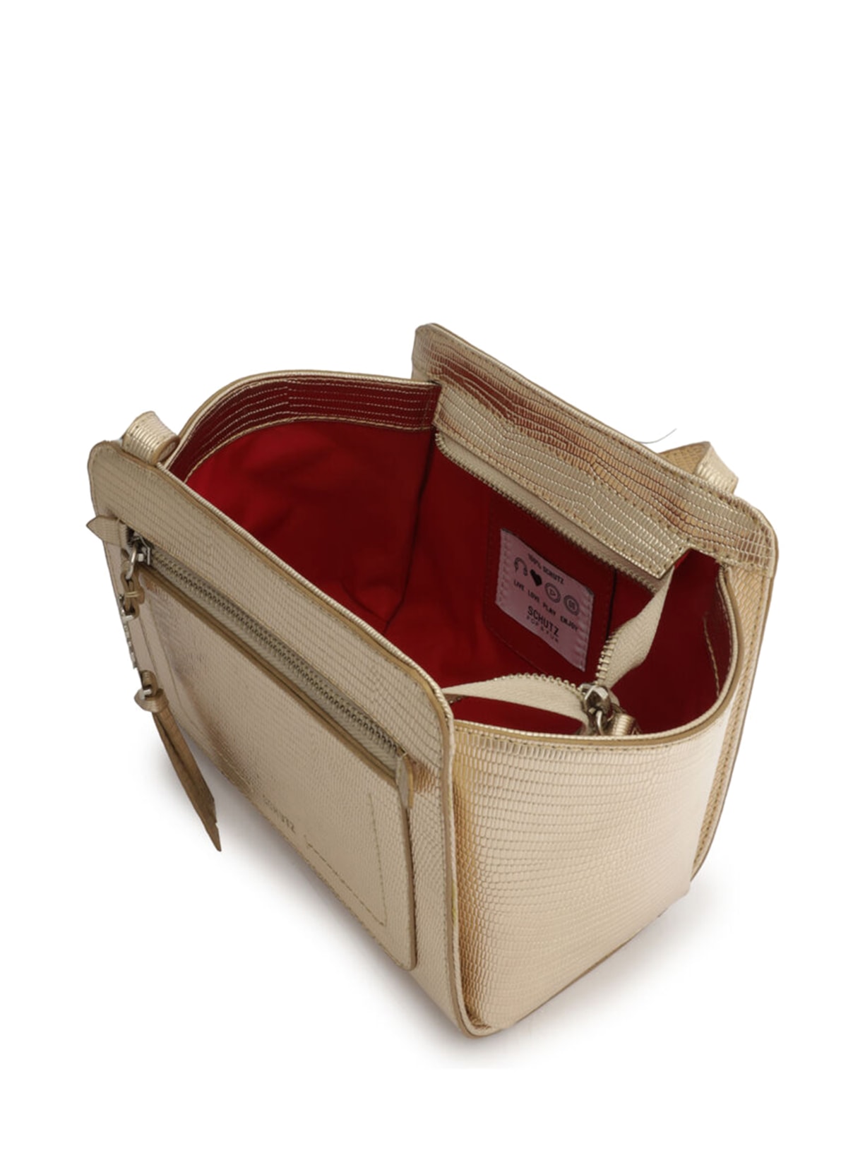 Bolsa Feminina Igua Me Tecno Croco Dourado Schutz