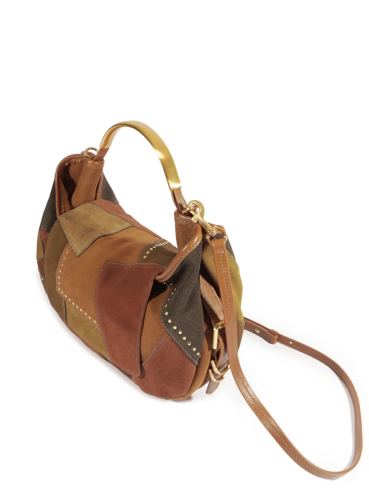 Bolsa Feminina Jack Patch Média Couro Marrom Schutz