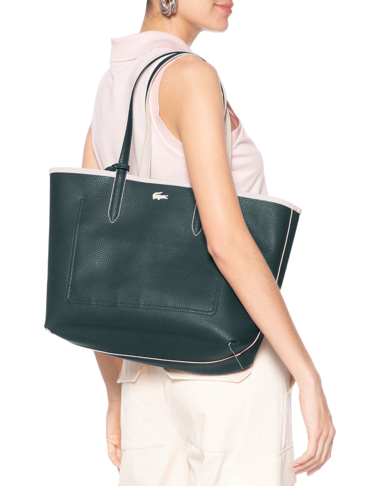 Bolsa Feminina L Shopping Bag Branco Lacoste