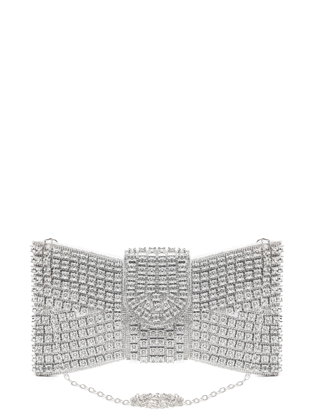 Bolsa Feminina Laço Em Strass - Prata