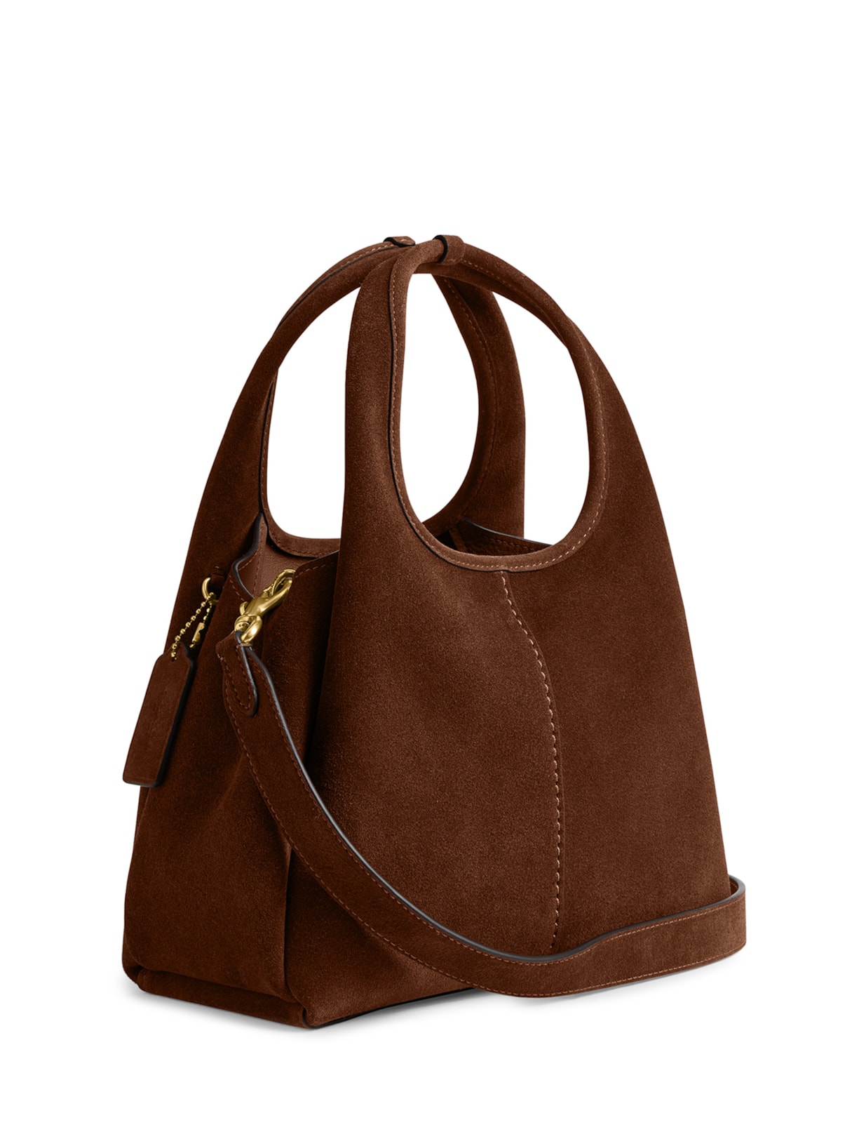 Bolsa Feminina Lana Shoulder 23 Suede Warm Marrom Coach