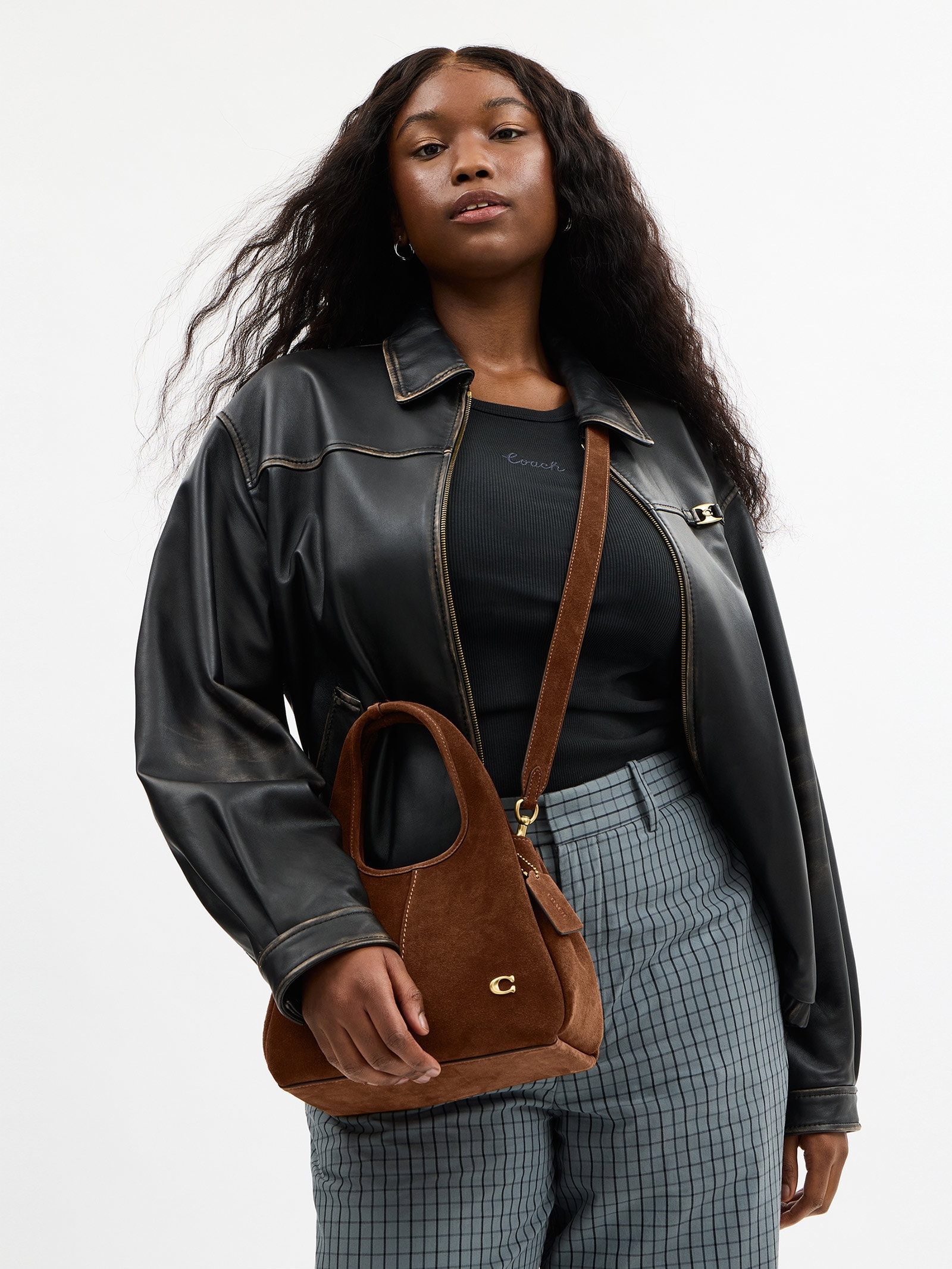 Bolsa Feminina Lana Shoulder 23 Suede Warm - Marrom - Coach