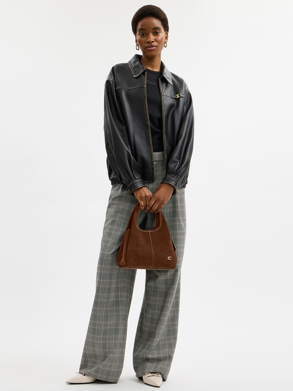 Bolsa Feminina Lana Shoulder 23 Suede Warm Marrom Coach