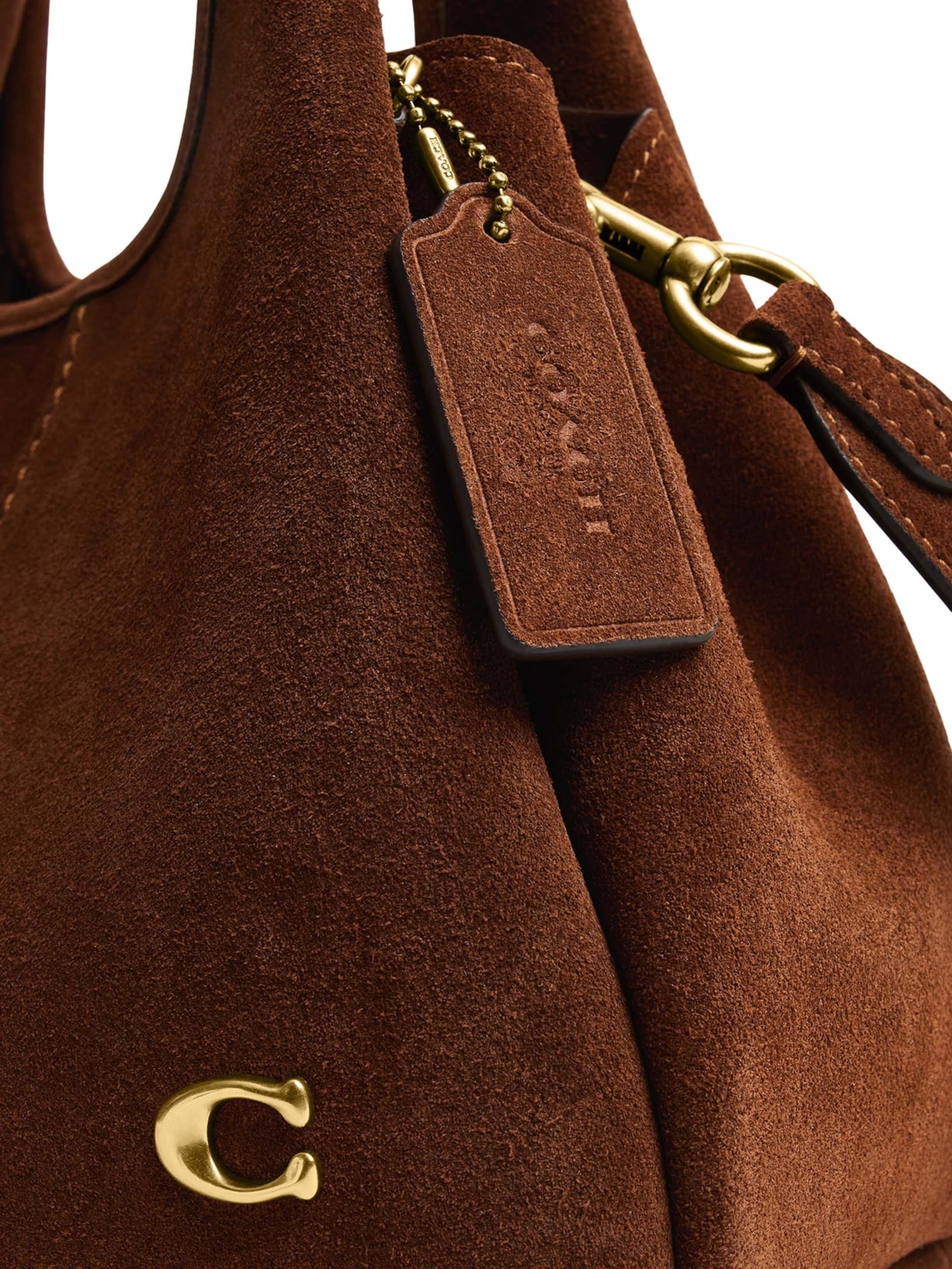 Bolsa Feminina Lana Shoulder 23 Suede Warm Marrom Coach