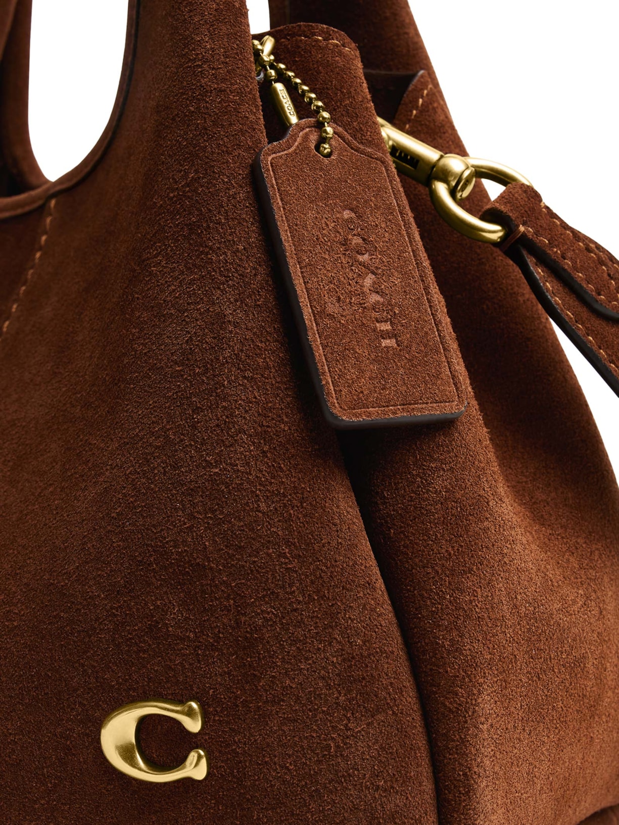 Bolsa Feminina Lana Shoulder 23 Suede Warm Marrom Coach