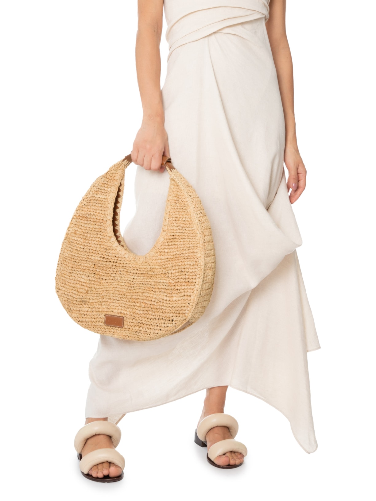 Bolsa Feminina Large Raffia Moon Tote Bag Bege Staud