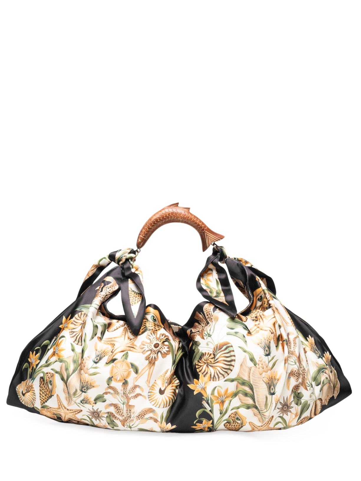 Bolsa Feminina Lenço Concha Surreal - Preto