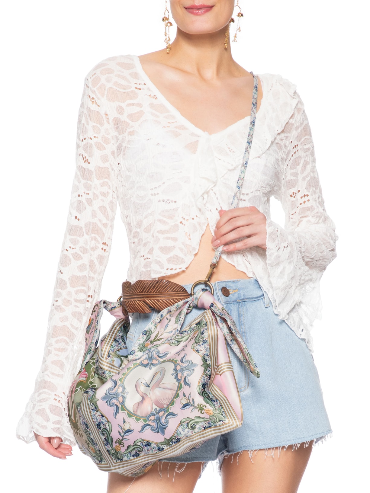 Bolsa Feminina Lenço Mini Pelicano Azul Farm