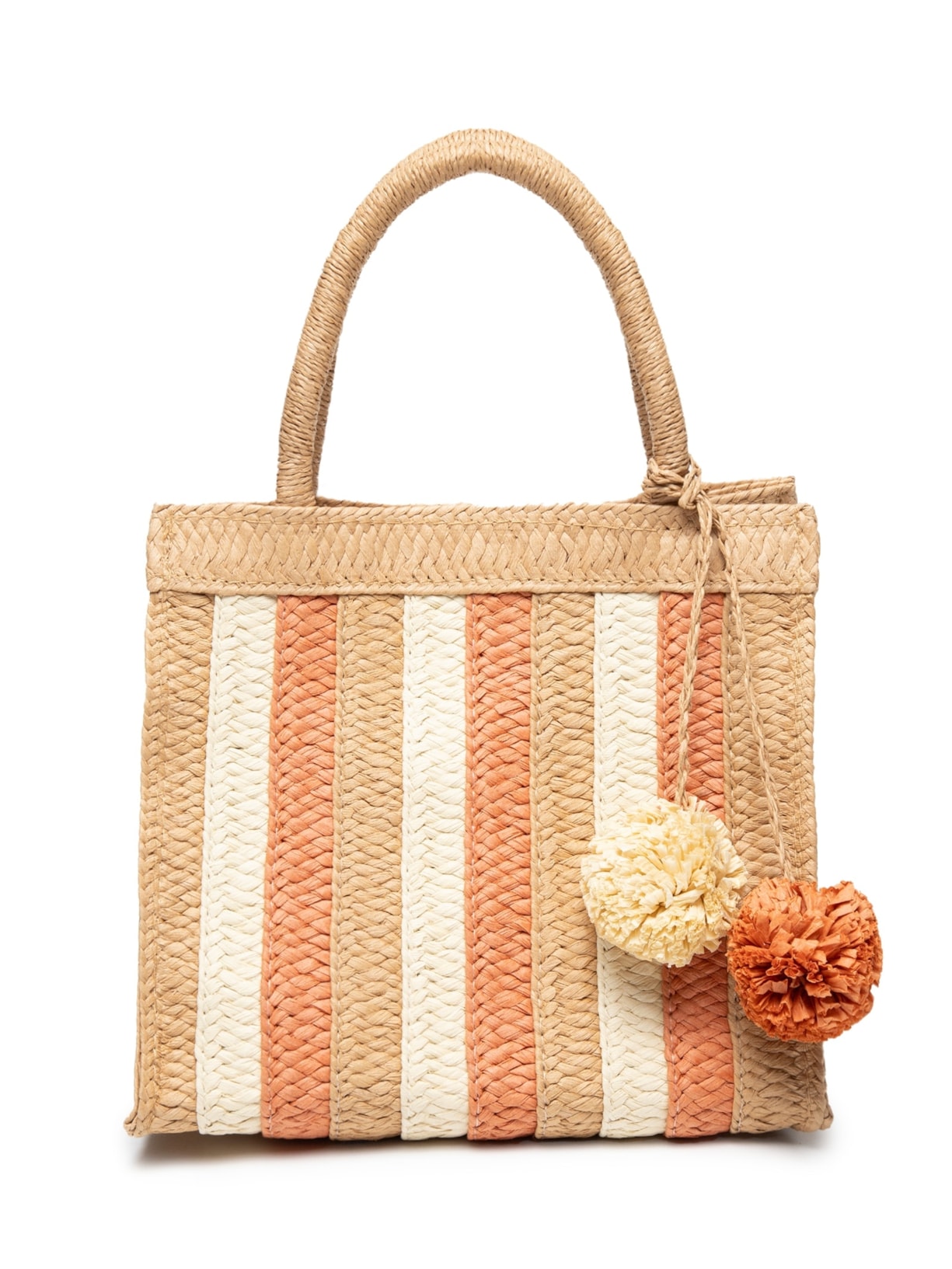 Bolsa Feminina Listrada Palha - Laranja