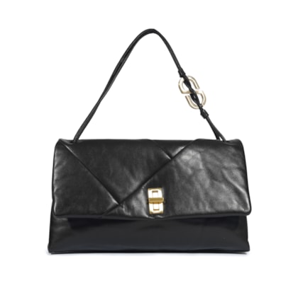 Bolsa Feminina Logo Metalizada - Preto