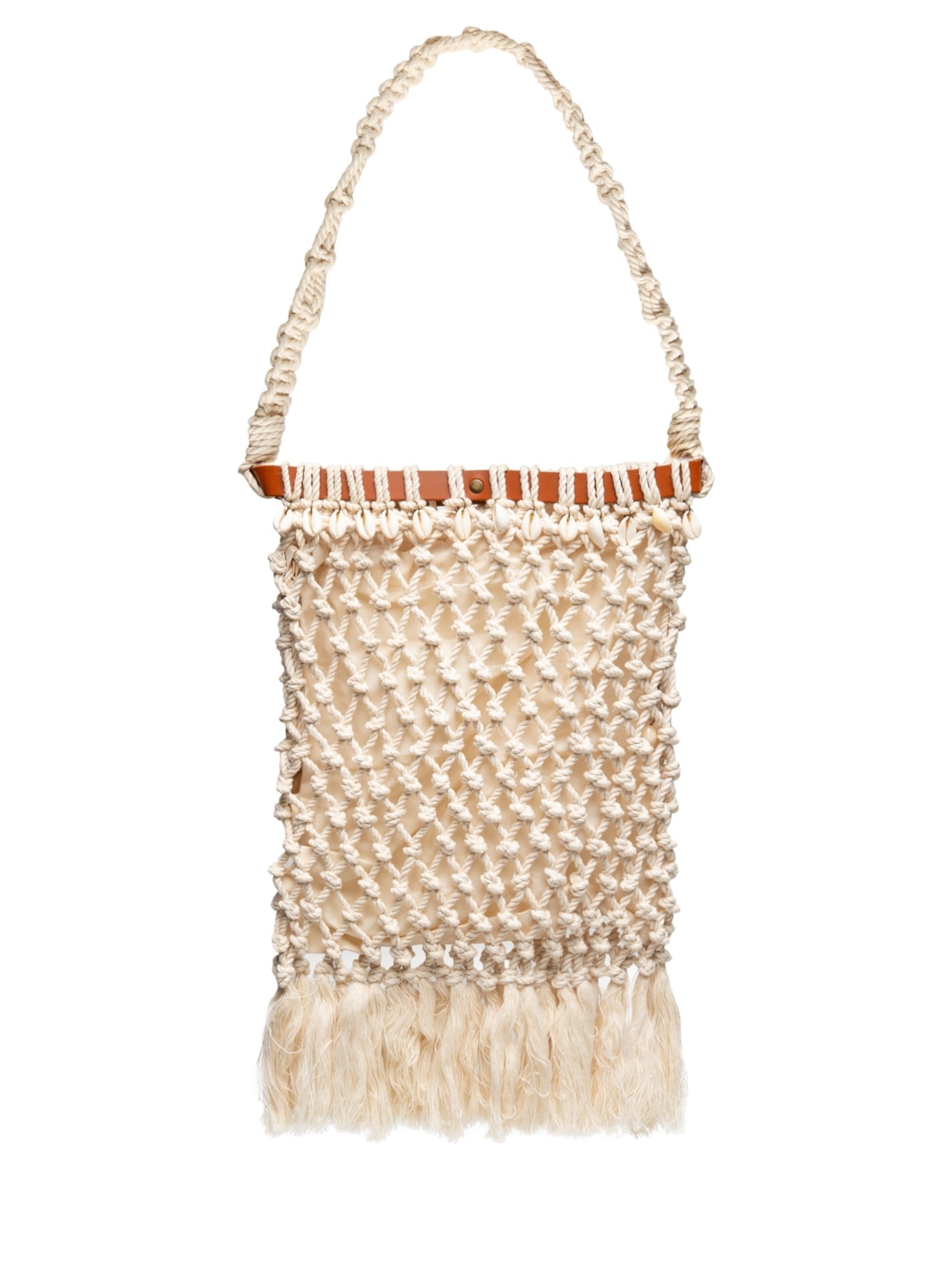 Bolsa Feminina Macramê Búzios - Bege