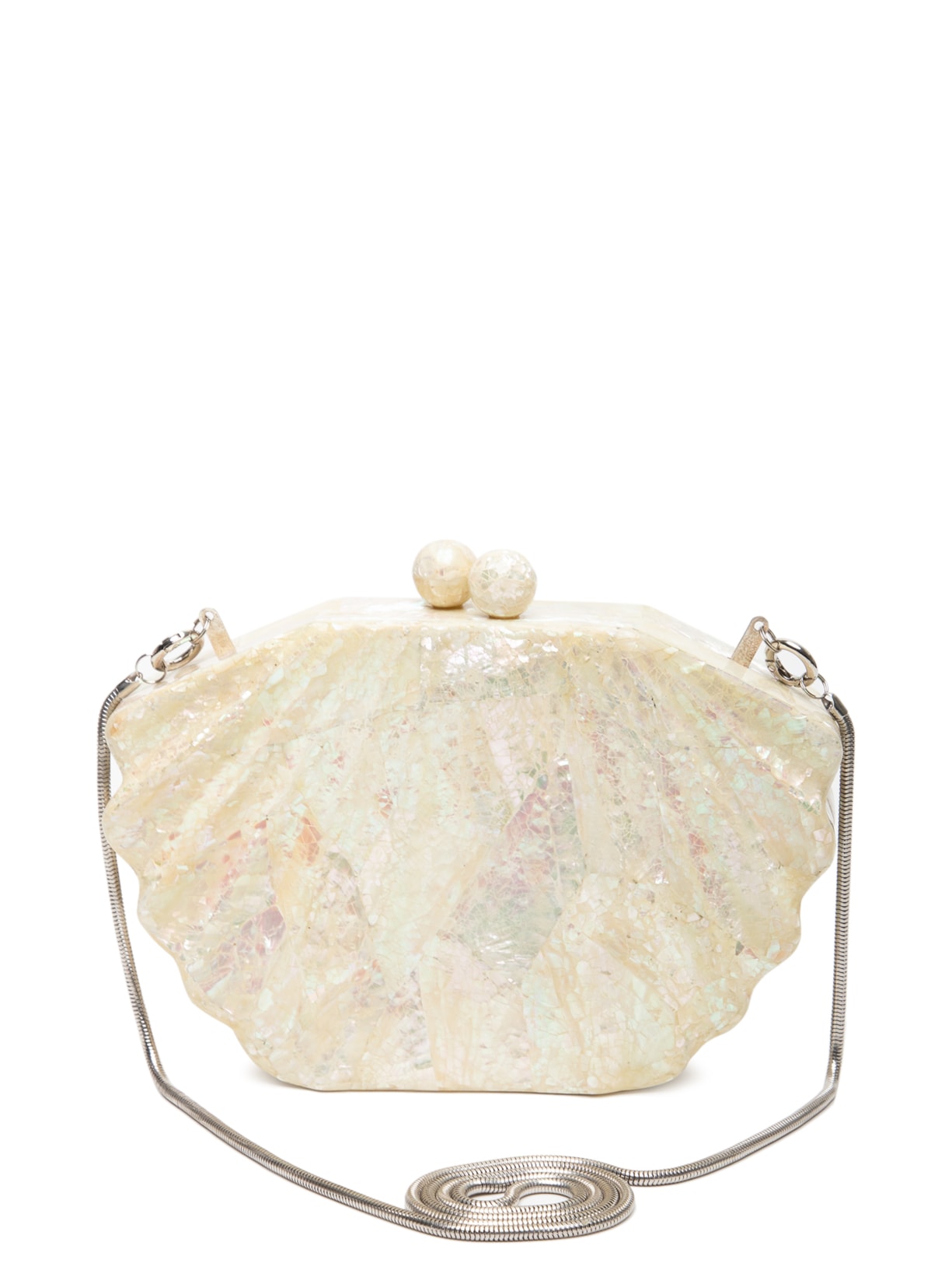 Bolsa Feminina Madrepérola Em Formato Concha - Bege