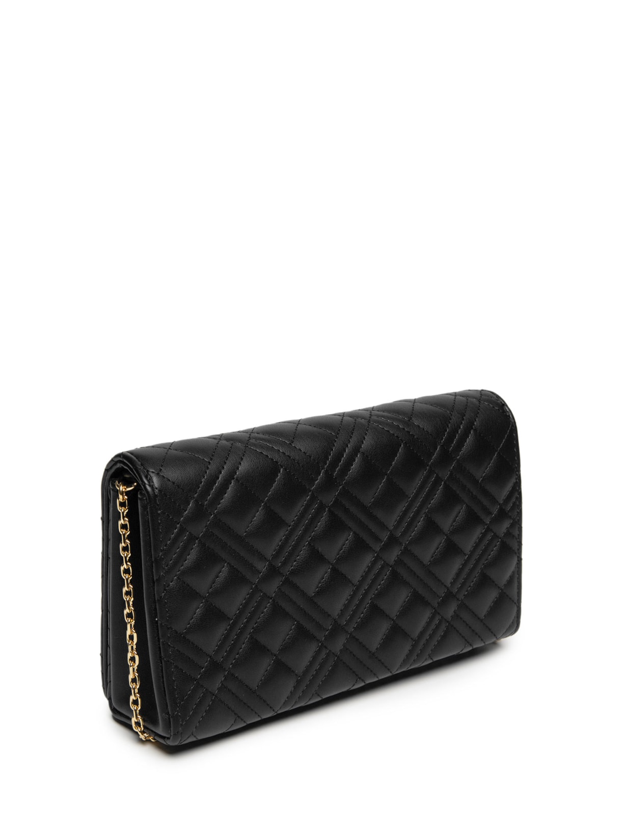 Bolsa Feminina Matelassê Em PU Preto Love Moschino