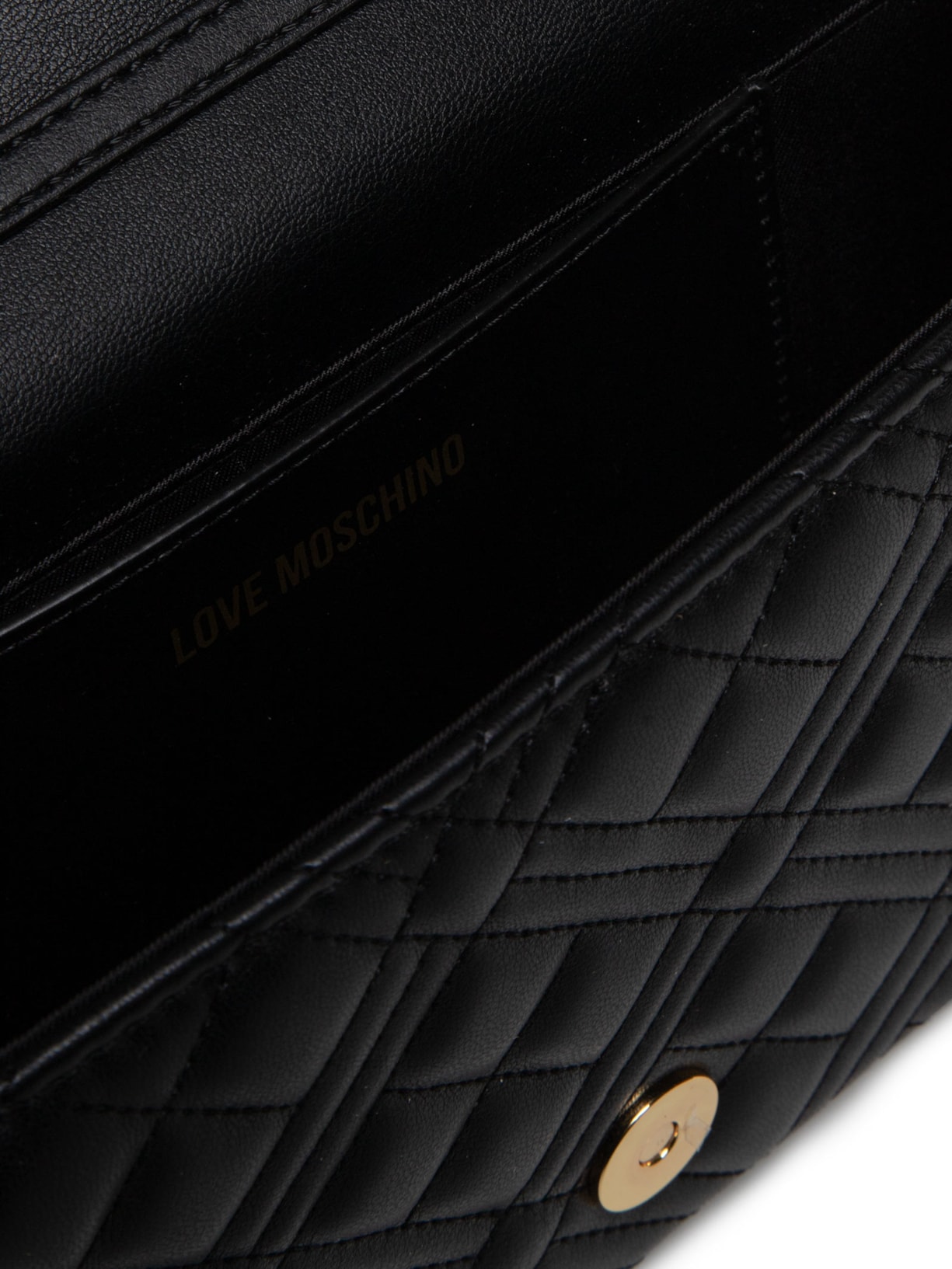 Bolsa Feminina Matelassê Em PU Preto Love Moschino