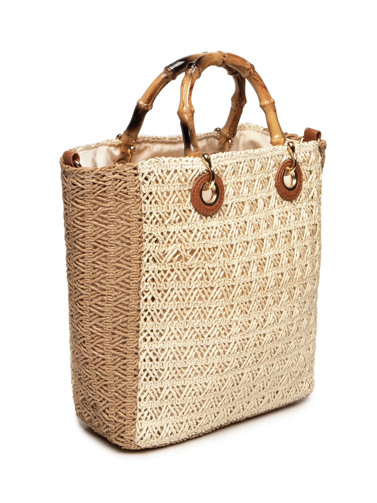 Bolsa Feminina Maxi de Palha Bege Basiq