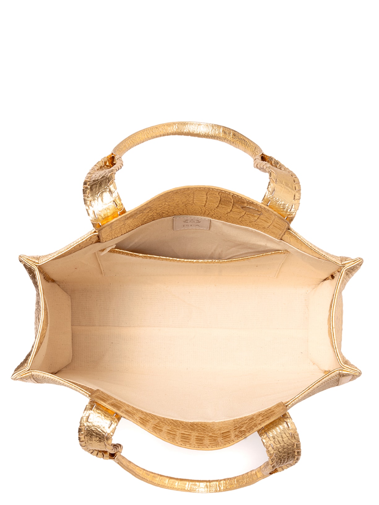 Bolsa Feminina Maxi Tote Ravena Em Palha E Couro Dourado Isla