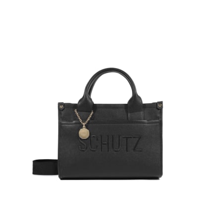 Bolsa Feminina Média Bag Charm Logo - Preto