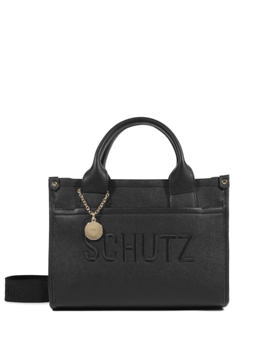 Bolsa Feminina Média Bag Charm Logo - Preto